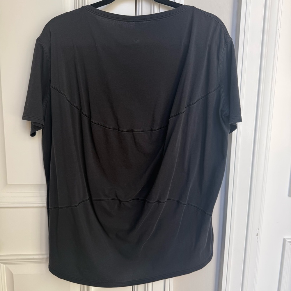 Lululemon Back In Action Cotton T Shirt Black Womens Size 6 - Picture 5 of 6